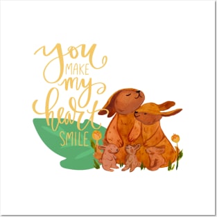 Cute Little Rabbit Family Design Posters and Art